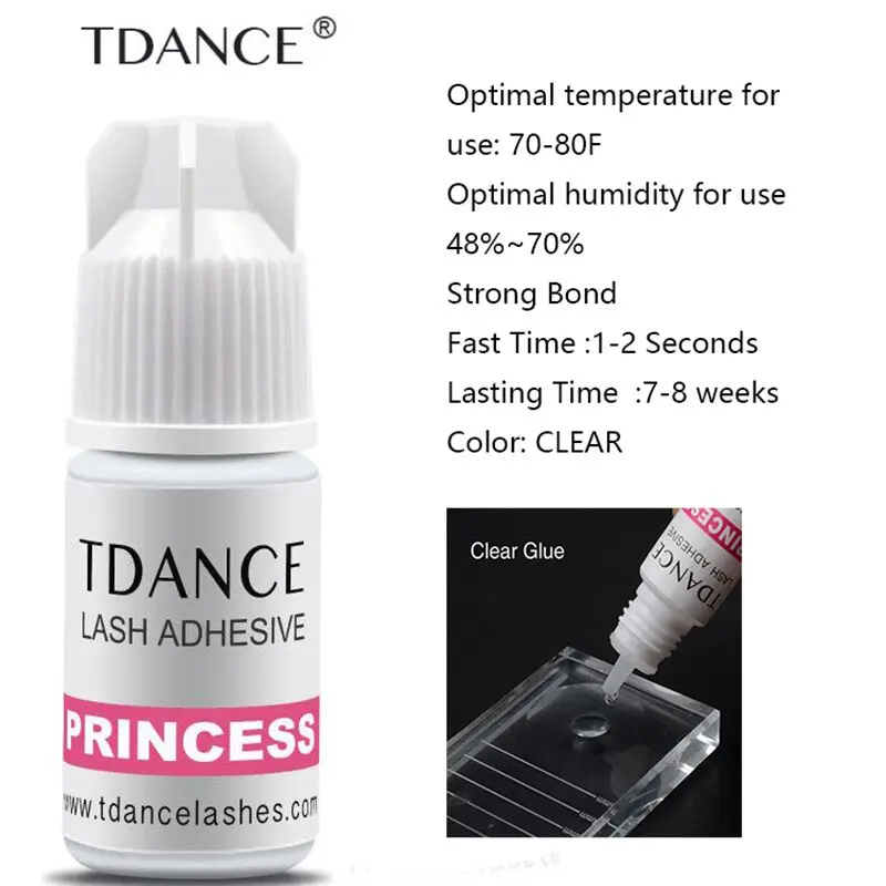 TDANCE 5 мл принцесса прозрачный клей для ресниц 1-2 секунды быстрое высыхание Профессиональный индивидуальный клей для наращивания ресниц в течение 7-8 недель