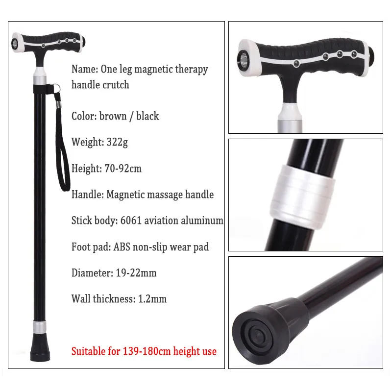 ANXIAOKANG Safe Reliable Old Man Crutches Retractable Massage Led Light T Handle Cane Tips for Poles Walking Stick for Elderly