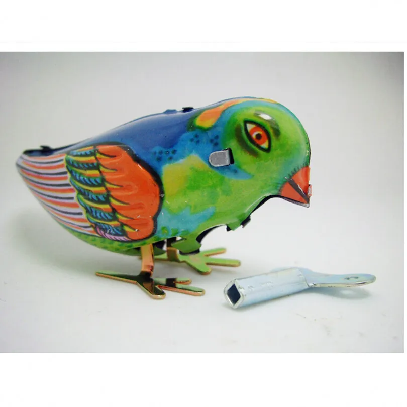 Bird Model Tin Wind Up Toys for Children Christmas Gift, Mini Animal Shape Vintage Clockwork