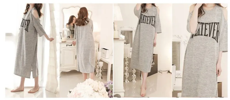 Maternity Women Nightwear Midi Nightgowns Casual Off Shoulder Nursing Dress Pregnancy Nightdress Summer Breastfeeding Sleepwear (4)