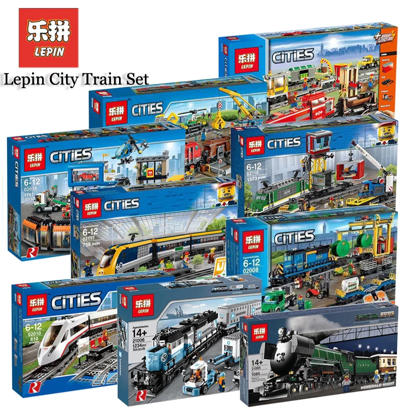 

Lepin 02008 02009 02010 02038 02039 Emerald Night Train 21006 21007 02117 02118 21011 City Motor Train Sets Compatible Legoing