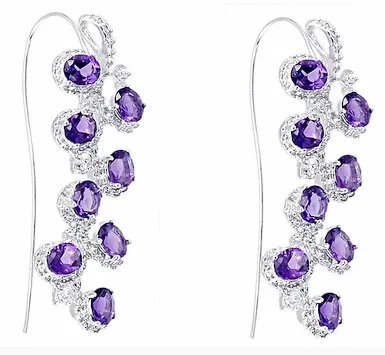 

Earrings Amethyst drop earring Natural and real amethyst 925 sterling silver Fine jewelry 0.3ct*16pcs gems #14090509