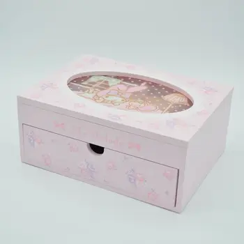 

New My Melody Wooden Box Japanese Anime Melody Comestic Box Kit Dressing Storage Box For Girls dolls accessory
