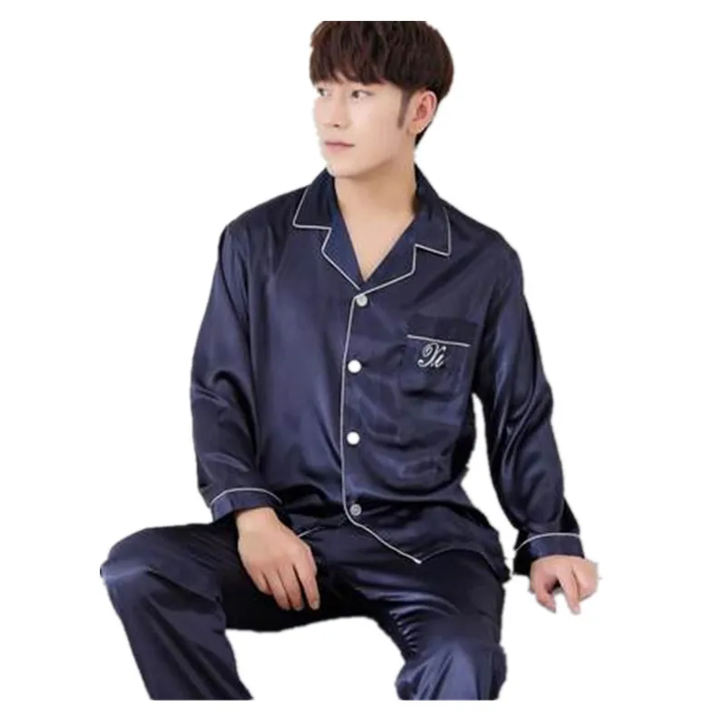 Mens Faux Silk Pajama Sets Mens Silk Night Sleepwear Men's Pajama Sets