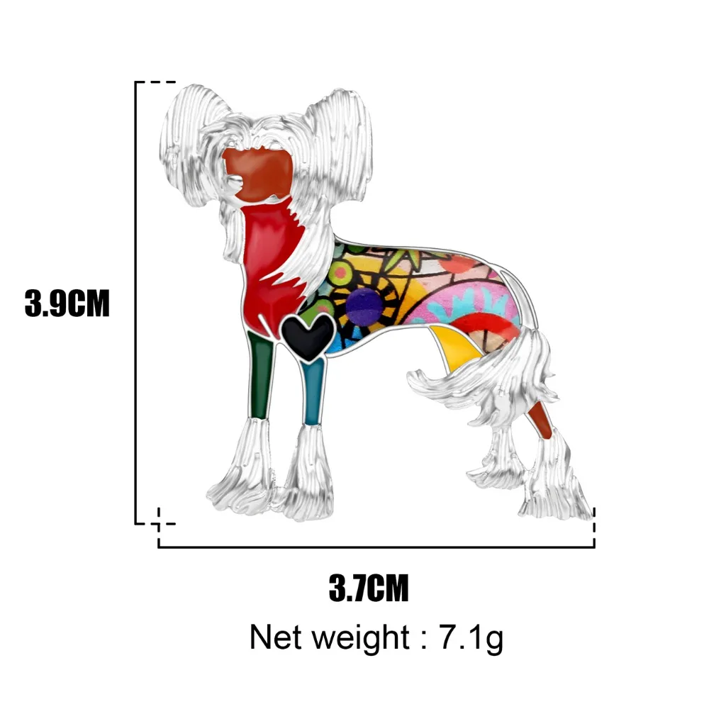 Bonsny Эмаль сплав Китайская хохлатая собака Броши мультфильм животных домашних животных булавка ювелирные изделия для женщин девочек Подарочная одежда украшение для шарфа