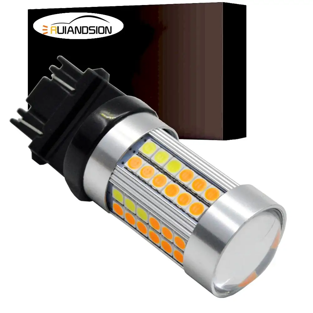 

2x Canbus Error Free T25 3157 69smd 3030 Switchback LED Dual Color Bulb Turn Signal Light Amber/Yellow White P27/7W Led 10-30V