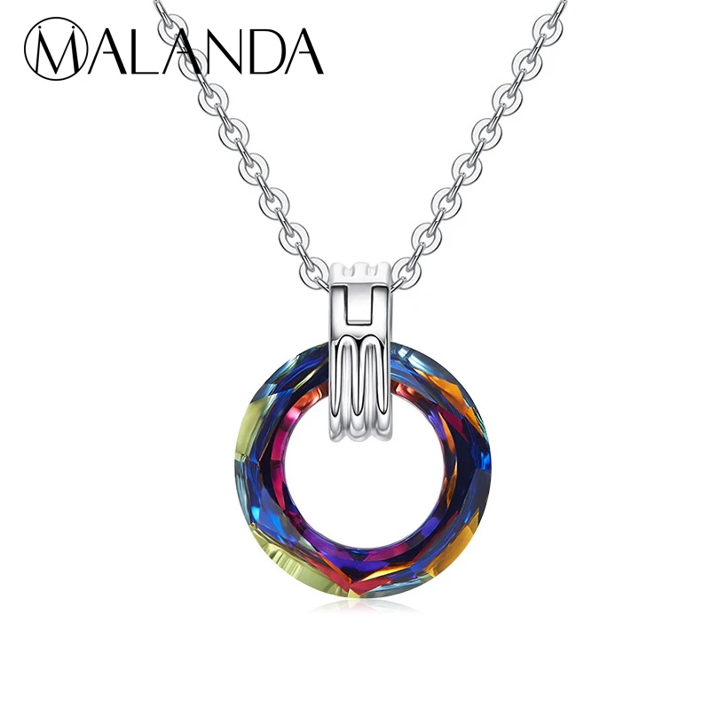 

MALANDA Brand Fashion Circular Pendant Necklace Crystal From Swarovski Statement Necklaces For Women Wedding Jewelry Girl Gift