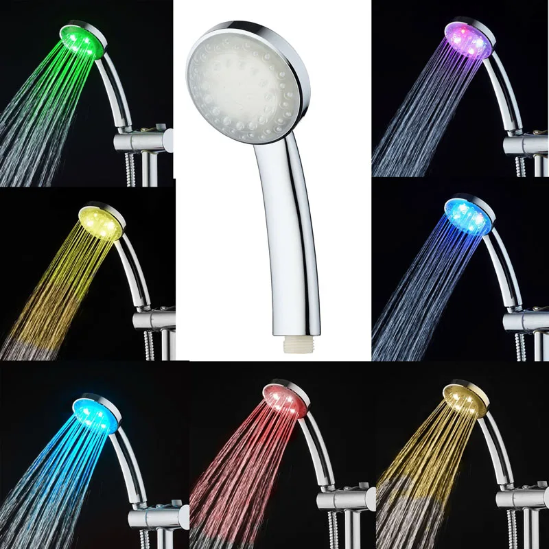 

Cheen Automatic 7 Color Changing Handheld Water-saving Colorful LED Shower Head Round Bathroom Showerhead Temperature Control