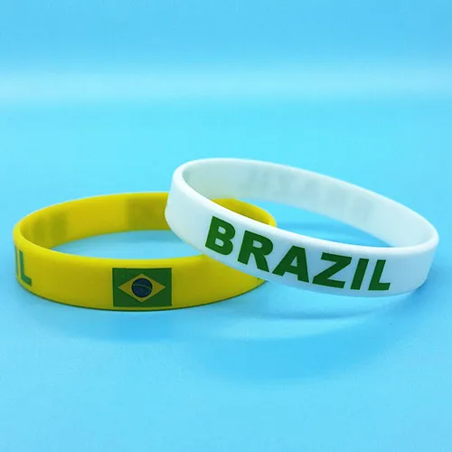 1000 шт бразильский флаг силиконовый браслет спортивный браслет логотип страны резиновый мужской браслет Brasil Bandeira Pulseira - Окраска металла: 500pcs500pcs