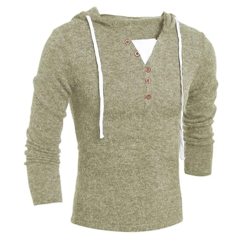 Новое поступление Для мужчин с капюшоном свитер Повседневное v-образным вырезом Slim Fit Одежда с длинным рукавом трикотажные M-XXL