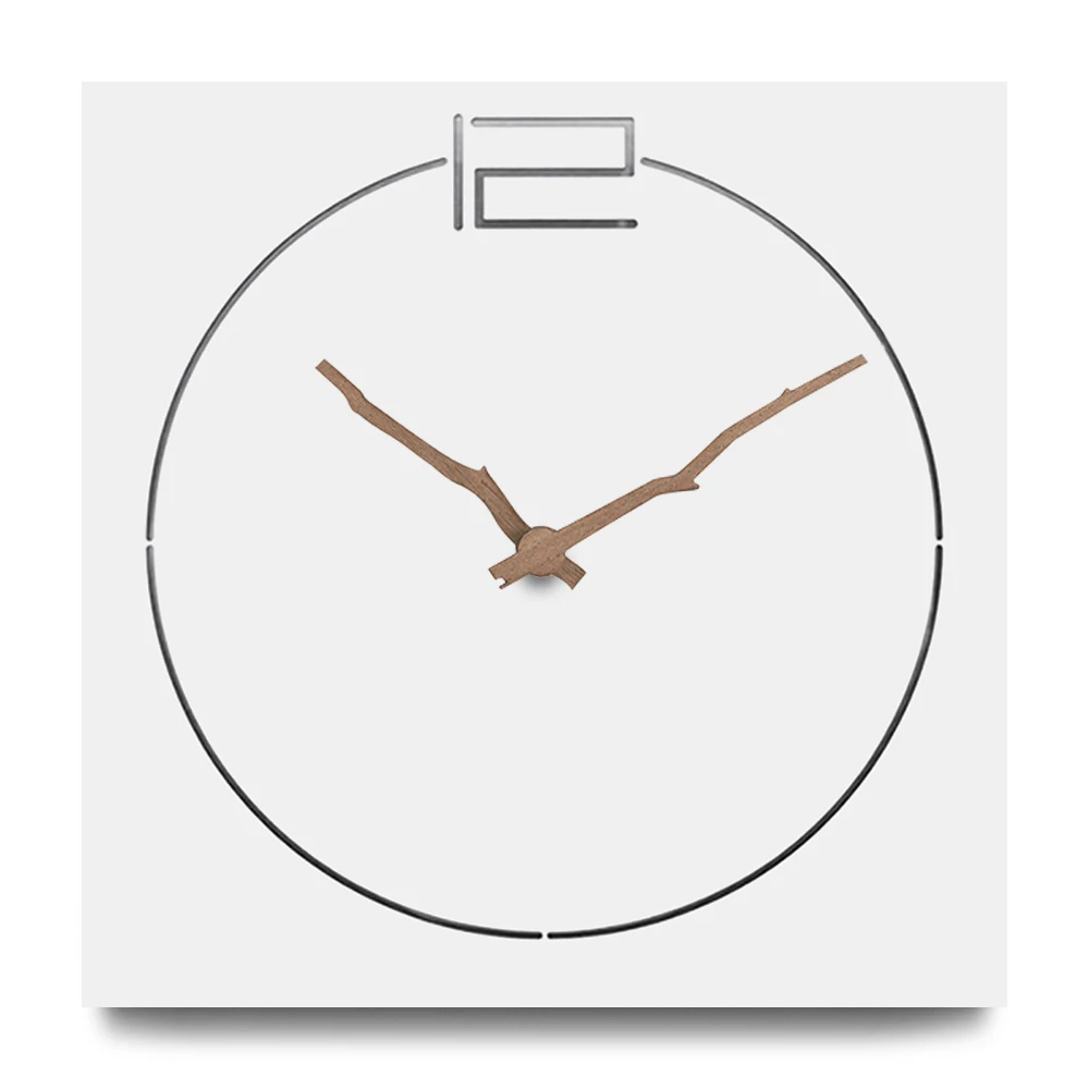 Nordic Modern Wooden Wall Clock Living Room Creative Simple Europe Nordic Modern Wooden Wall Clock Living Room Creative Simple Europe Silent Handmade Quartz Mdf Wood Square Hanging Clocks