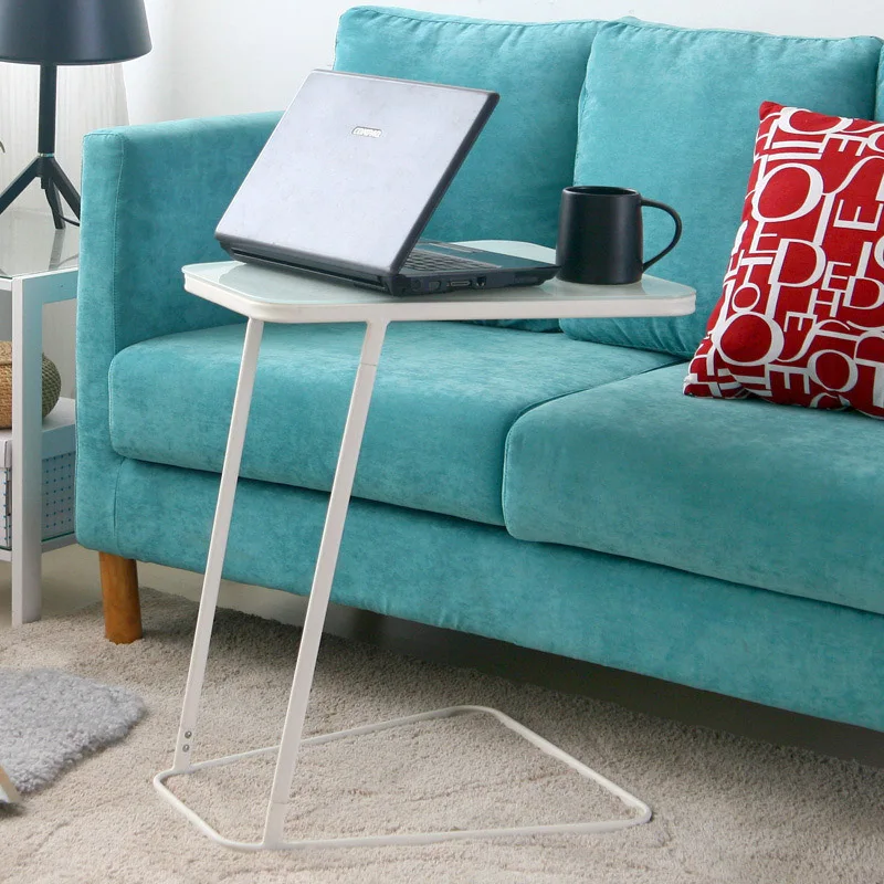 Creative simple movable glass surface mobile laptop desk tables simple lazy small side table