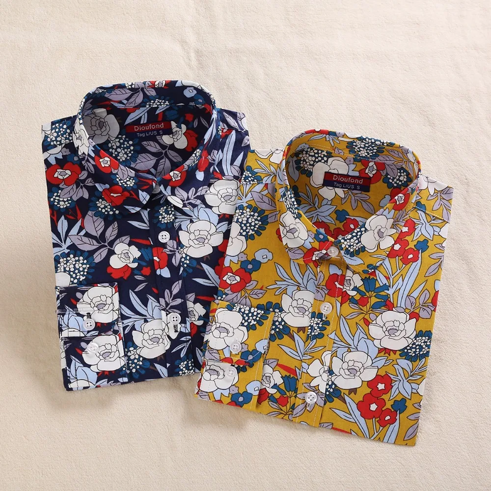 Vente Couleur feuilles Imprimé Blouse Chemise Femmes À Manches Longues Coton Vêtements de Travail Blouses Noir Imprimer Blusa Feminina Marine Top 2018 Vêtements