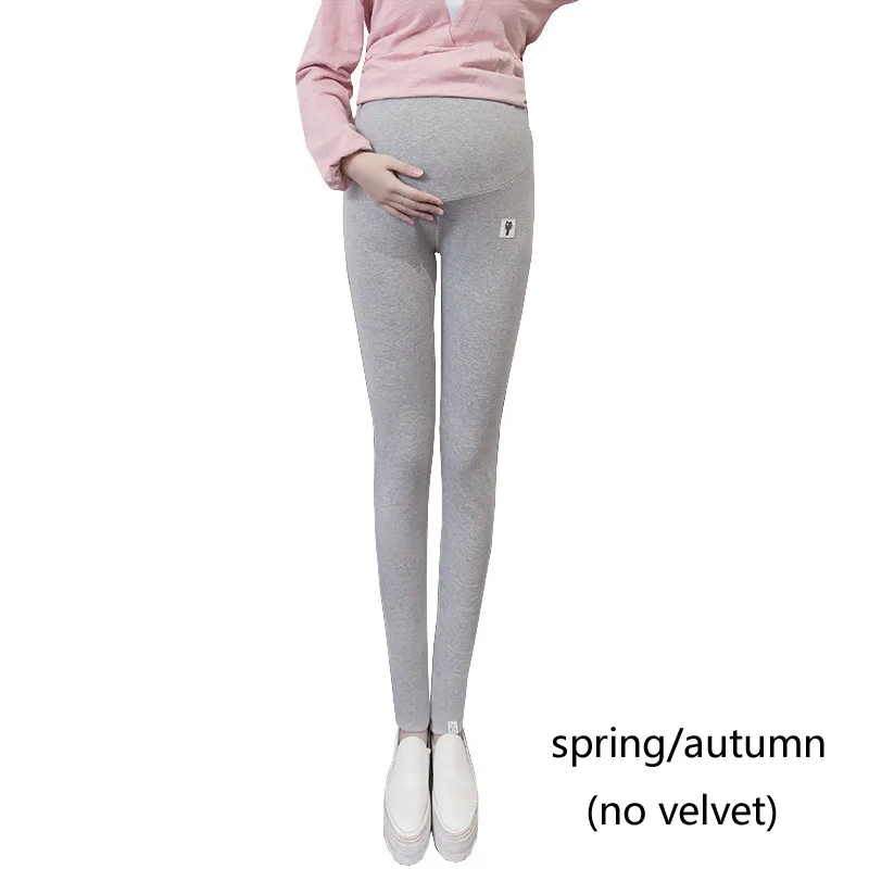 4XL зимние Бархатные Штаны для беременных женщин; Леггинсы для беременных; теплая одежда; утепленные брюки для беременных; Одежда для беременных - Цвет: Thin gray