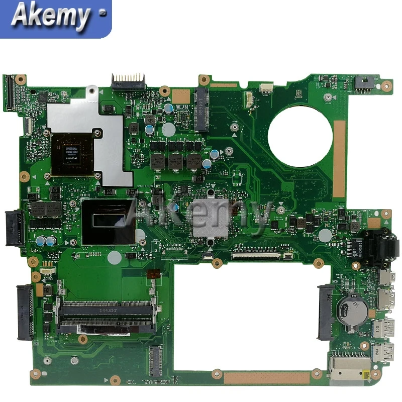  Akemy N751JX Laptop motherboard for ASUS N751JX N751JK N751J N751J Test original mainboard LVDS/EDP