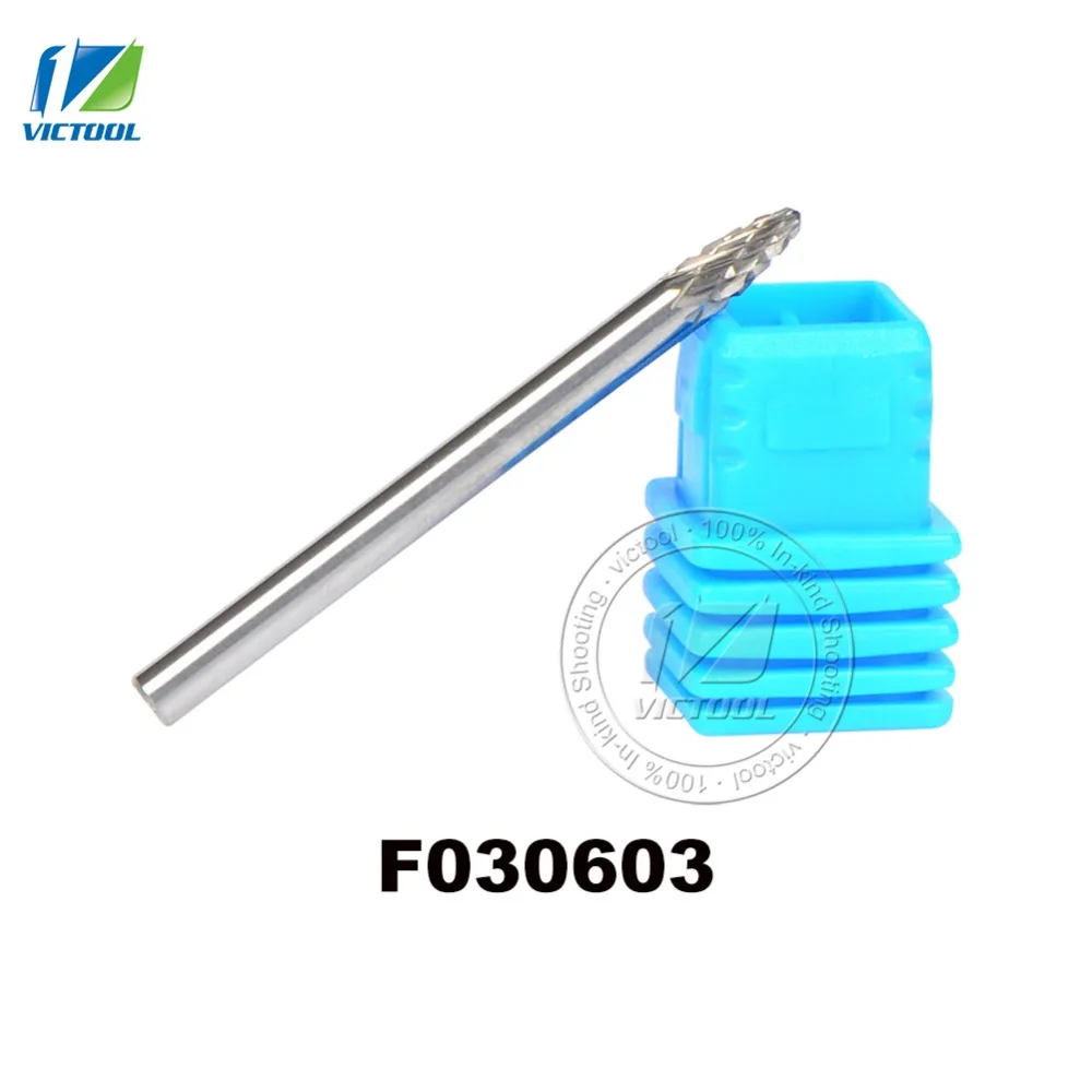 

5pcs/lot F030603 carbide F Arc with round head 3*6mm rotary burr file cutter grinding abrasive tools 3mm shank milling tool