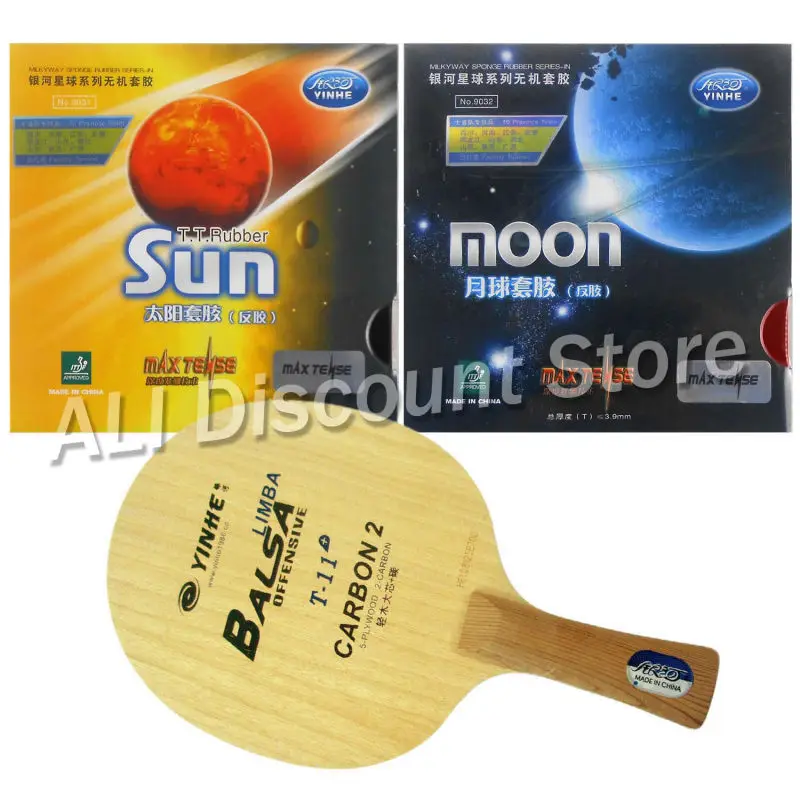 

Pro Table Tennis PingPong Combo Racket Galaxy YINHE T-11+ with Sun and Moon Factory Tuned Long shakehand FL