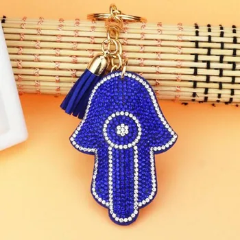 

Cute Antique Hamsa Fatima Hand & Rhinestone Charms Palm Keychain Fashion For Car Key Ring Accessories KH1014