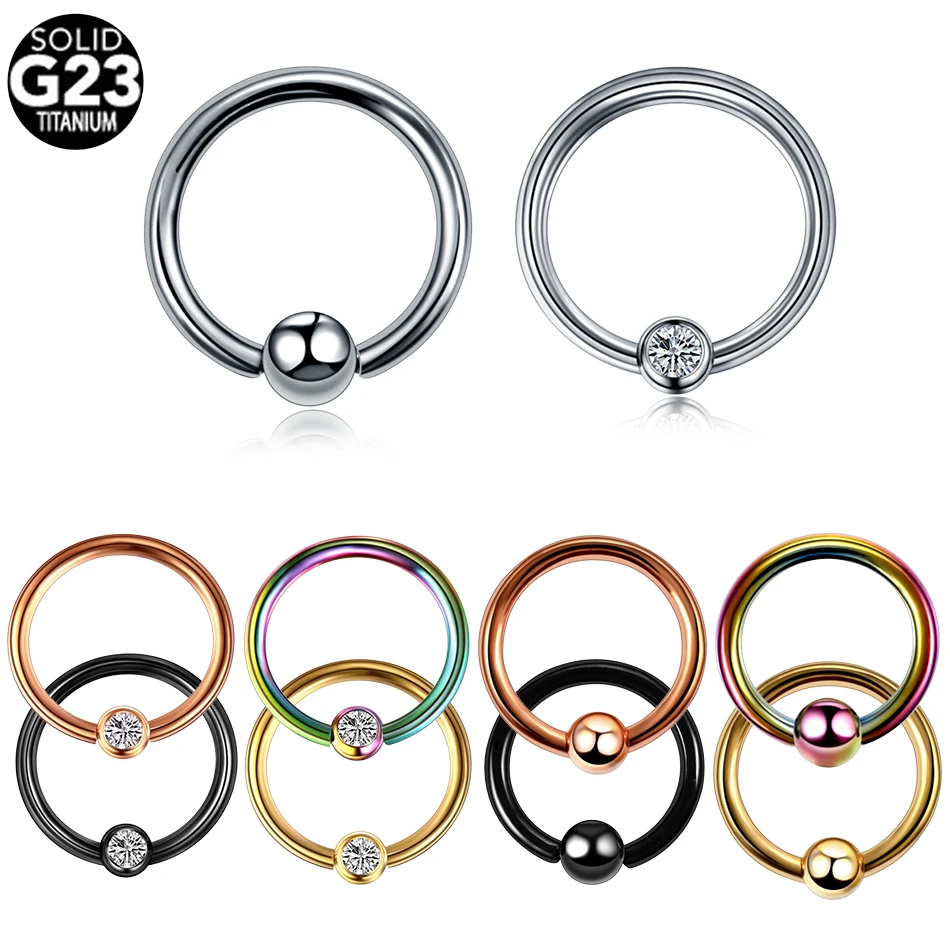 

1PC Anodized Color Nose Piercing Earrings Lip Rings Tragus Ear Piercing Titanium Ball & Gem Design Conch Daith Piercing Jewelry