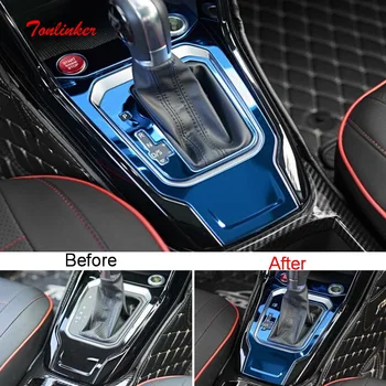 

Tonlinker Interior Gear position Cover case sticker for Volkswagen T-ROC 2018-19 Car styling 4 PCS Stainless steel Cover sticker