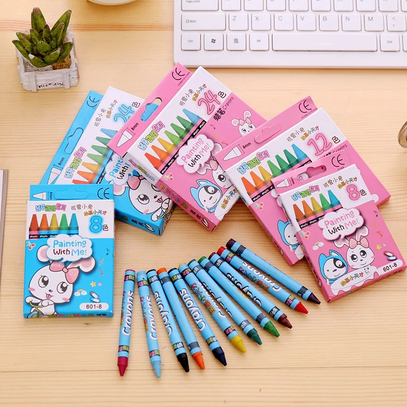 

Creative Cartoon 8/12/24 Colors Non-Toxic Crayon Toy Oil Painting Stick Kids Children Student Pastel Pencils Drawing