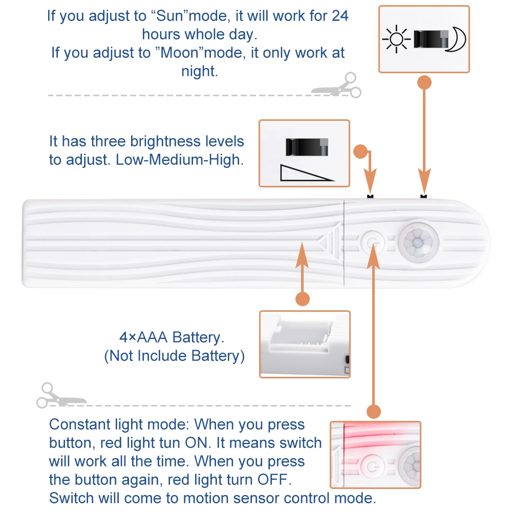  PIR LED Strip Motion Sensor LED Kitchen Cabinet Light Tape LED Flexible Strip Light Waterproof Bedr - 33052390624