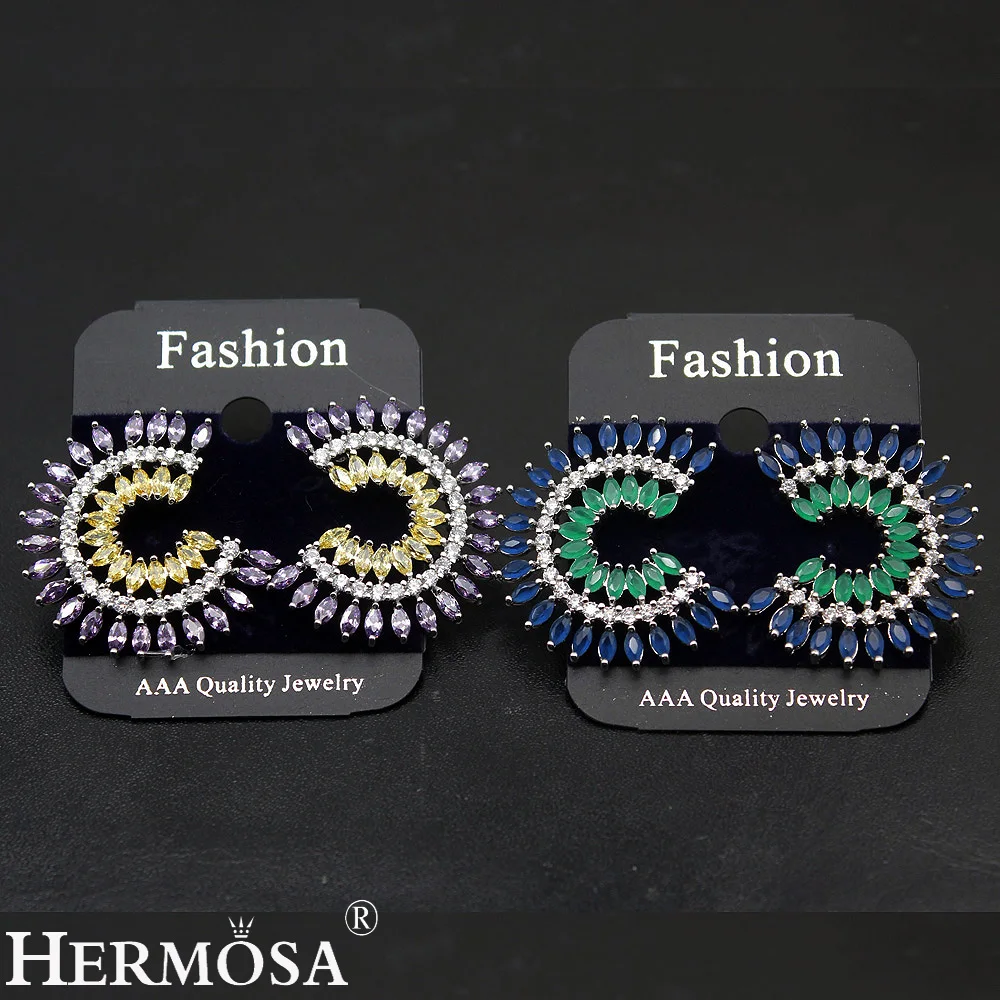 

HERMOSA@ New design Amethystt citrinee 925 sterling silver stud earrings for women Wedding Party Jewelry Gift