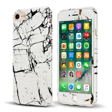 CreatValu Hybrid 360 Full Body Shockproof Marble Hard PC Case+Tempered Glass Cover For iPhone 7 7 8 Plus 6 6s Plus