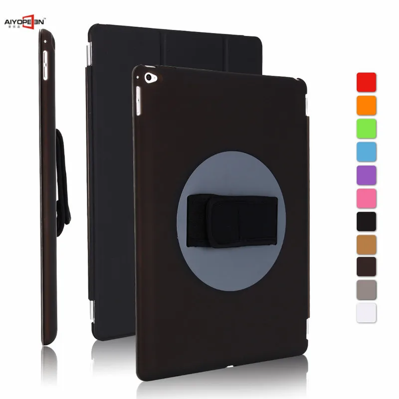 

for apple ipad pro 12.9 inch case 360 degree handheld rotatry with adjustable hand strap smart magnetic wake up sleep