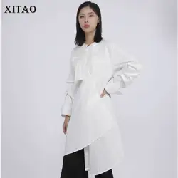 [XITAO] Весна-лето 2019 новая Длинная блузка Повседневная Корея мода длинный рукав сплошной цвет Turn-Down Воротник нестандартная рубашка WBB2810