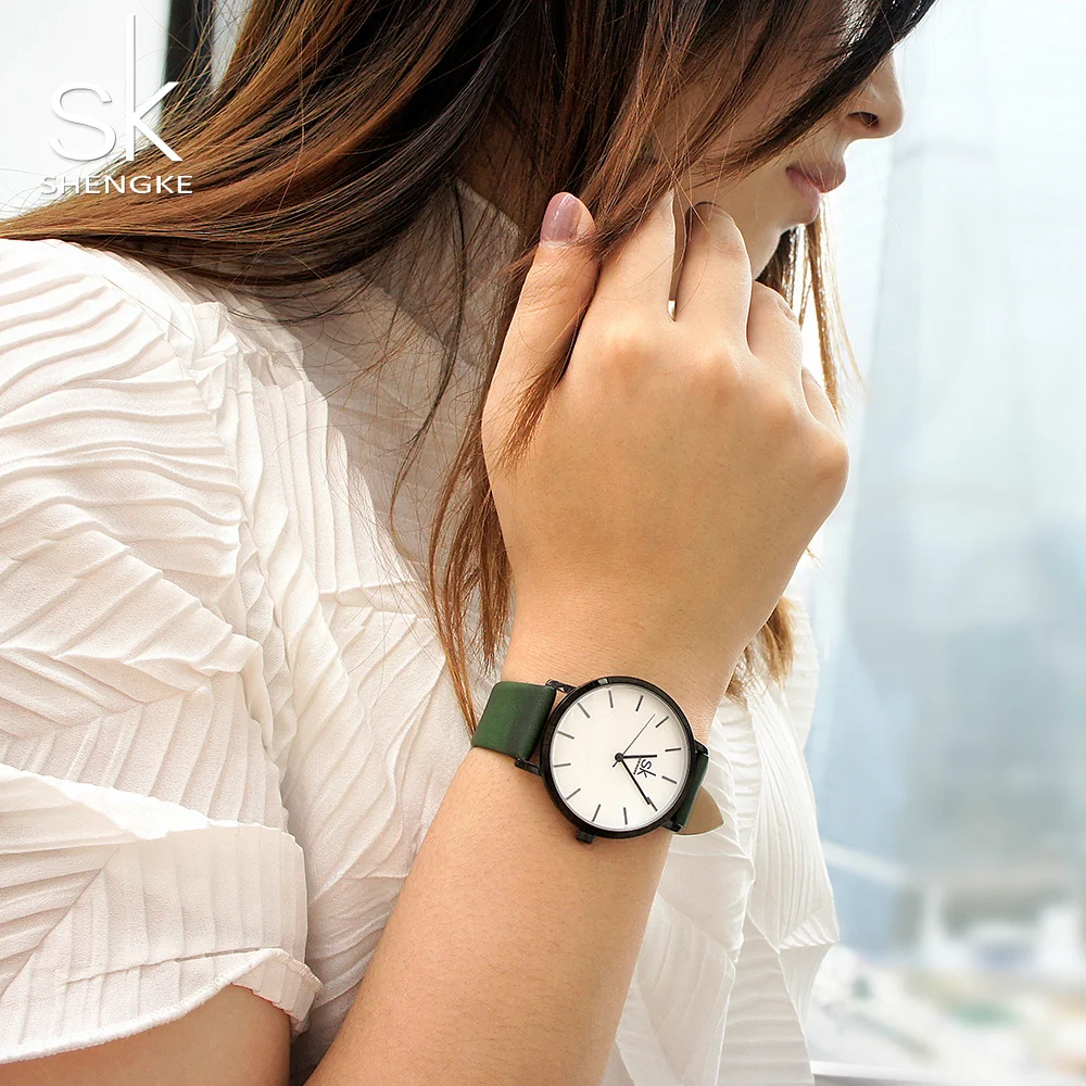 

2018 Shengke Change Color Quartz Watch Women Casual Fashion Japan Leather Band Analog Wrist Watch Creative Design Reloj Mujer