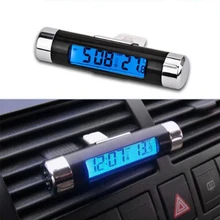 2 в 1, автомобильные цифровые ЖК-часы с термометром, автомобильные аксессуары, автомобильное цифровое Время, ЖК-экран, автомобильный стиль