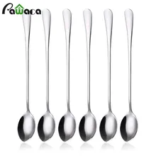 6 шт./компл. длинной ручкой Нержавеющая сталь смешивания ложка для мороженого Ложка для чая и кофе коктейльное помешивая ложкой питьевой инструмент