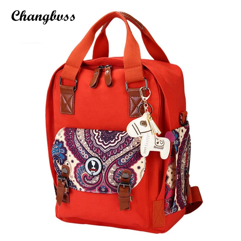 Women's Backpack Embroidery Canvas Backpack Women Travel Bags Ladies Shoulder Bag Fashion