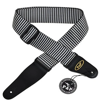 

P&P 1 pcs nylon Striped printing Guitar Belt Black & White