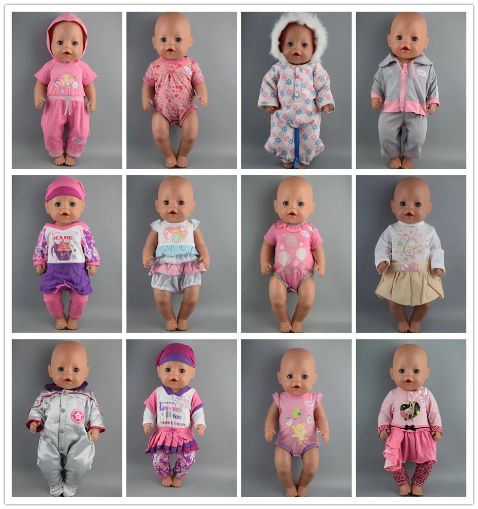 

Baby Born Doll Clothes girl dress Fit 43cm Baby Born zapf Doll Purple plush crawling one-piece Clothes