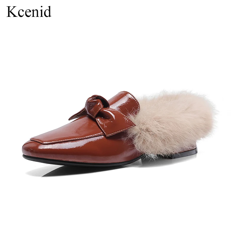 Carrés Cuir Bowtie Noir Kcenid Chaussures Bas Casual Carré Avec Printemps Femmes Verni Talons En Rouge Mode Bout vin Fourrure gris Pompes Nouveaux ExEZBUwqY
