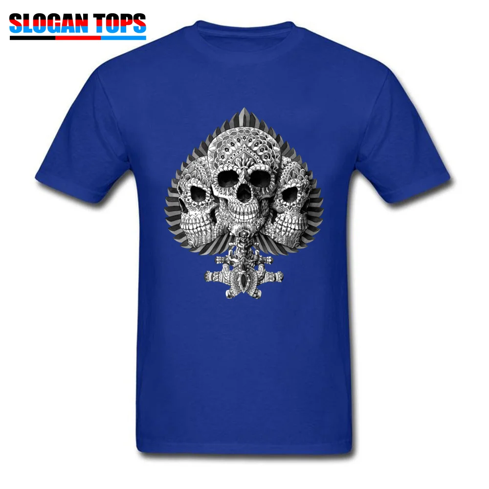 Prevalent Men's Tees Skull Spade 6396 Personalized T Shirts 100% Cotton Short Sleeve Design T-shirts Round Neck Skull Spade 6396 blue