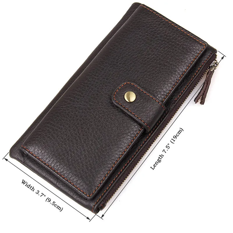 

Genuine Leather Wallets Casual Travel Long Men Wallet Solid Card Purse
