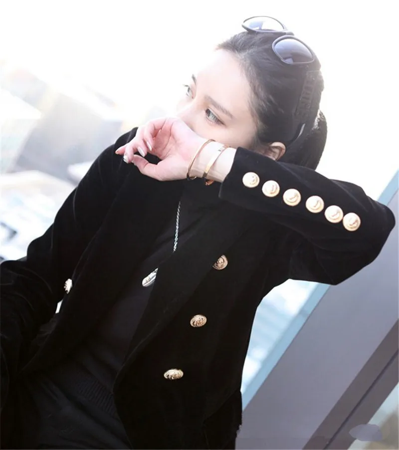 fashion Suit Jacket Women New Spring Black Short section Velvet casual Long-sleeved Small Suit Autumn Blazers Jacket V863