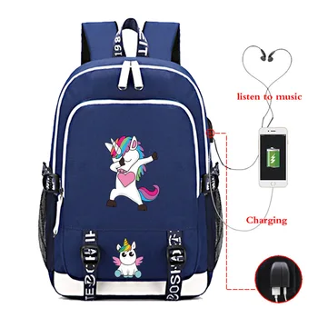 

Unicorn USB Charge School Bags Fashion USB Charging Schoolbag Beautiful Students Boys Girls School Rucksack