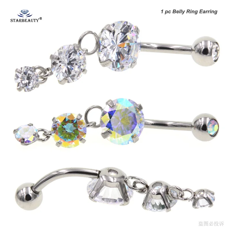 Luxury Three Round Bijoux Belly Piercing Ombligo Belly Button Rings