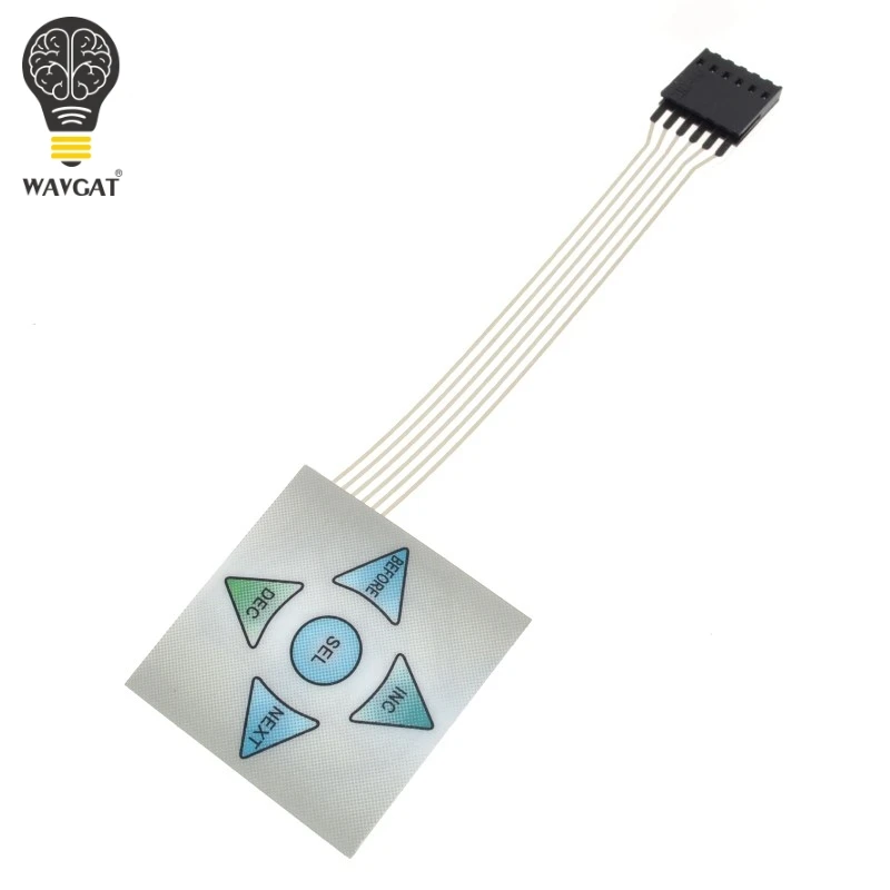 Universal 1x5 Matrix Array 5Key Matrix Membrane Switch Control Keypad 40x40mm