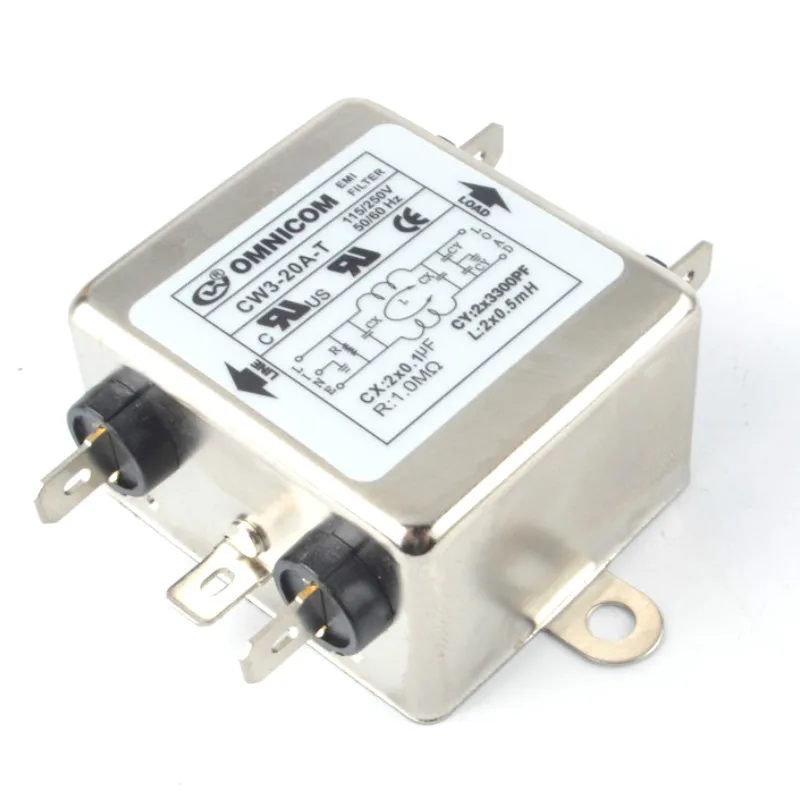 

115V/250V 20A AC Power Single Phase EMI Filter CW3-20A-T Connector