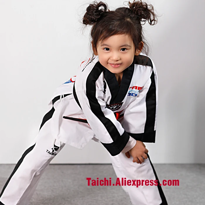 Детская Униформа tkd детская одежда для взрослых тхэквондо размер 110-155 см