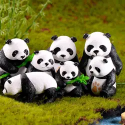 OOTDTY 1 шт. Миниатюрный смолы панды сад завод цветочный горшок бонсай кукольный домик украшения стиль случайный