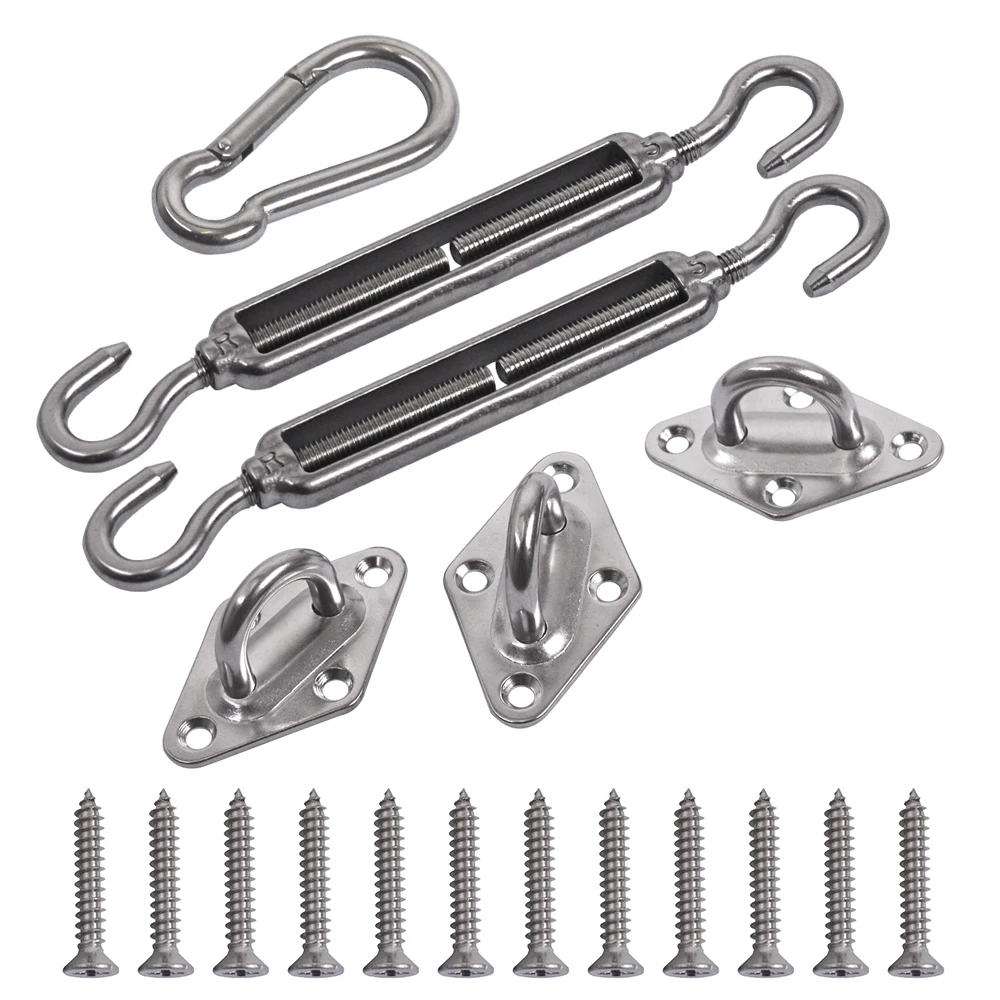 304 Stainless Steel 6 Pieces Square Shade Sail Hardware Kit for Sun