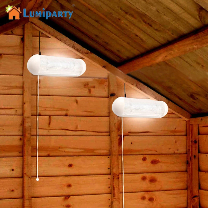 

Lumiparty 1 to 2pcs Solar Garden Light 5-LED Wall Lamp Cool White Rechargeable with Pull Cord Switch for Garage Courtyard