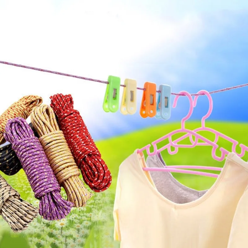 Liplasting 10 Meters Clotheslines Colorful Nylon Cloth Hanging Rope