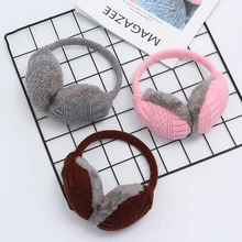 Зимние теплые вязаные наушники для женщин и мужчин, зимние наушники для ушей, аксессуары для ушей, плюшевые наушники для девочек, теплые наушники, повязка на голову